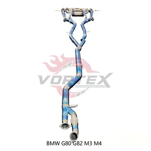 Échappement arrière Vortex Blue Titanium à longueur égale pour BMW G80 G82 M3 M4 S58 avec système Valvetronic et embouts quadruples bleus brûlés - Product Image 6