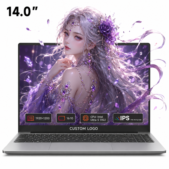 Wholesale 14 Inch Intel Ultra 5 115U Win11 Laptop 8 Cores DDR5 6400MHz High Speed Wireless Business Laptop in Stock