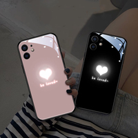 Brilham no escuro caso de telefone à prova de riscos de Vidro tampa Traseira para o iphone 11 6.1 2019 Voice-ativado luz capinha de led flash moda