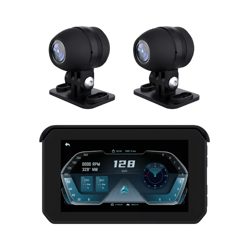 5 pouces moto CarPlay GPS Navigatieon affichage Android Auto HD 1080P IPS écran tactile Dashn double caméra double TPMS