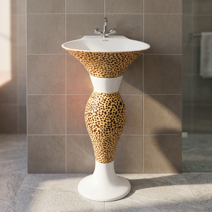 <b>Rustic</b> Colored Designer Ceramic Pedestal Wash Basin With Full Pedestal For Modern Hotel Villa <b>Bathroom</b> - Product Image 4