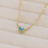Nouveau Collier Chaîne de Clavicule Style Japonais Vintage Simple et Original 2026 avec Apatite Incrustée, en Argent 925 Plaqué Or 14K – Idéal Cadeau