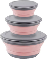 Boîte à lunch en silicone pour enfants, anti-fuite, isotherme, conteneur alimentaire pour bébé, boîte bento portable pour l'école, le bureau, ensemble de rangement alimentaire rond