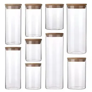 Venta al por mayor de tarro de almacenamiento de vidrio borosilicato de alta calidad tarro de albañil tarros de vidrio redondo tarros con tapas para almacenamiento Kichen - Product Image 2