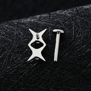 Boucle d'oreille à <span class=keywords><strong>double</strong></span> étoile en titane ASTM F136, 16G, étoile éclatante, dos plat, labret, cartilage, hélix, <span class=keywords><strong>tragus</strong></span>, <span class=keywords><strong>piercing</strong></span> - Product Image 4