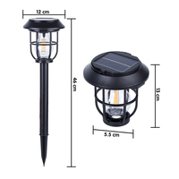 Lampe solaire étanche à détecteur de mouvement pour aménagement paysager, 3 modes d'installation, lanterne solaire vintage à filament pour la décoration extérieure de jardin et de villa