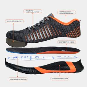 Chaussures de sécurité montantes toutes saisons respirantes avec embout en acier anti-choc et anti-perforation pour travaux de construction et d'entrepôt - Product Image 4