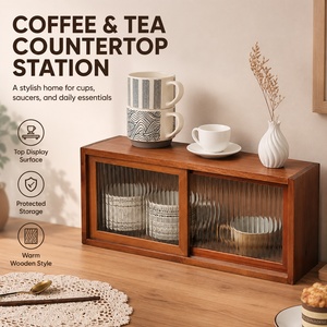Custom Retro Solid Wood <b>Tea</b> Cup Storage Cabinet Japanese Cosmetics Desktop <b>Box</b> Dust-proof Figurine Display From Top Manufacturer - Product Image 3