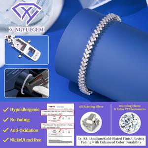 Pulsera de Plata 925 con Moissanita de Corte Brillante Redondo VVS, Estilo Elegante, para Regalo y Fiesta - Product Image 4