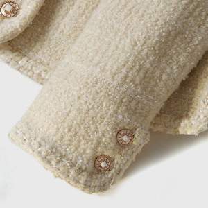 Nuovi arrivi autunno <span class=keywords><strong>Beige</strong></span> <span class=keywords><strong>cappotto</strong></span> tessuto Tweed con fodera giacche top donna Blazer tempo libero due tasche <span class=keywords><strong>cappotto</strong></span> <span class=keywords><strong>corto</strong></span> donna - Product Image 6