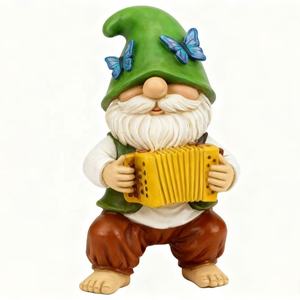 Estatua de Gnomo Divertida de Resina LiWei, Escultura Personalizable Pintada a Mano, Impermeable, Decoración para Jardín y Hogar, Figura de Gnomo Tocando la Guitarra - Product Image 2