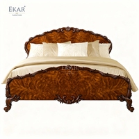 Cama Inglesa EKAR Sovereign Burlwood Tallada a Mano |   Fábrica de Muebles de Lujo Foshan