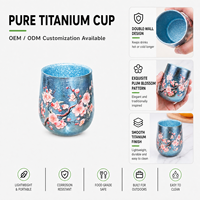 Cangkir Teh Bunga Plum Anti Panas Dinding Ganda Titanium Murni Bentuk Telur Angsa Vintage untuk Berkemah di Luar Ruangan