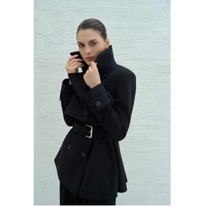 Haute couture vêtements femmes Blazers élégant JIBBI INTRECCIATO BLAZER rayonne Spandex tissu tissé femmes Blazer pleine longueur des manches - Product Image 1