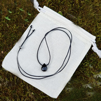 Obsidienne Collier Ras Du Cou Noir Tourmaline Collier pour Femmes Réglable Pierre Naturelle Goutte Forme Pendentif Collier Corde Chaîne