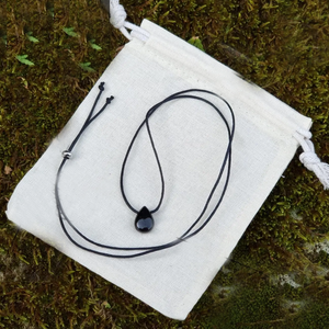 <strong>Obsidian</strong> <strong>Necklace</strong> Choker <strong>Black</strong> Tourmaline <strong>Necklace</strong> for Women Adjustable Natural Stone Drop Shape Pendant <strong>Necklace</strong> Rope Chain - Product Image 3