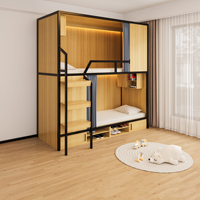 KSL Nouveau lit superposé à capsules en acier et en bois de couleur avec bureau et rangement Escalier de chevet en bois multifonctionnel