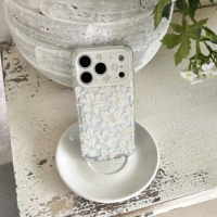 Coque de téléphone minimaliste style coréen pleine écran motif lys, mignonne et antichoc pour iPhone 17 Pro Max / 16 / 15 / 14
