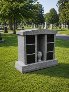 Columbario de granito de 6 nichos con estatua de Jesús, monumento funerario de estilo americano tradicional. - Product Image 4