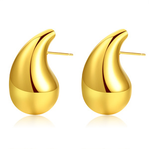 Teardrop Stud <b>Earrings</b> 18Mm 18K Gold Stainless Steel Fashionable For Women Gift Occasion - Product Image 5