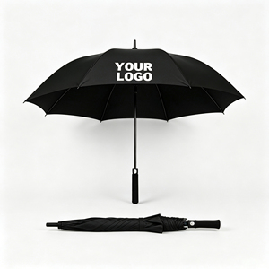 Parapluie publicitaire de luxe personnalisé grand format (27/30 pouces) coupe-vent avec logo imprimé pour cadeaux d'affaires en gros - Product Image 1