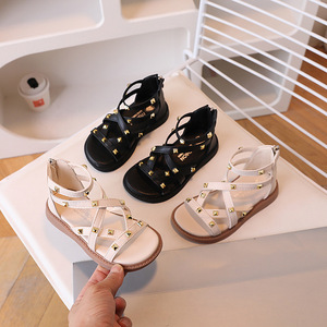 Kız Çocuk Yazlık Bilekten Bağlamalı Sandaletler PU Üst Kısım TPR Taban Hafif Kemer Desteği Düğme Kapatmalı - Product Image 2