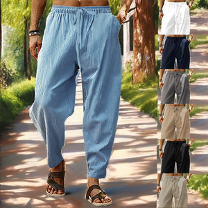 Wholesale Men's Vintage Casual Loose Sweatpants Street Hip-hop Style Cotton/Polyester Mid Breathable Lightweight Elastic Closure - Product Image 3
