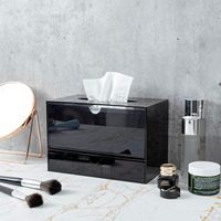 Couvercle de boîte à mouchoirs avec tiroir de rangement pour maquillage-Support de fournitures de salle de bain