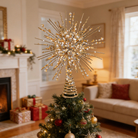 Étoiles de sommet de sapin de Noël au design unique, prix d'usine en gros, dorées et argentées, couleur et taille personnalisées, étoile de sapin de Noël 3D