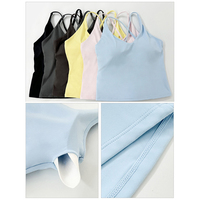 Soutien-gorge de sport sexy, ensemble de yoga, soutien-gorge de yoga dos croisé couleur chair et doux pour la peau, ensemble de fitness, haut à séchage rapide