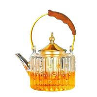 Offre Spéciale : Ensemble Théière de Luxe en Verre Borosilicate avec Infuseur, Poignée et Couvercle en Acier Inoxydable Doré