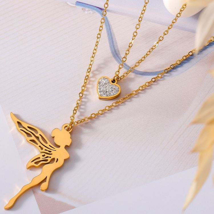 Sweet Elegant Personality Girl Double Layer Necklace Stainless