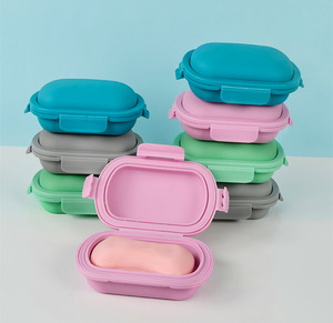 Nuovo Portasapone Portatile in Silicone con Coperchio Antigoccia, Contenitore per <span class=keywords><strong>Sapone</strong></span> Pieghevole per Viaggi e Hotel - Product Image 1