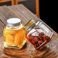 Grosir mewah 250ml 500ml 700ml 16oz wadah penyimpanan makanan luar ruangan Jam kosong kaca stoples dengan tutup