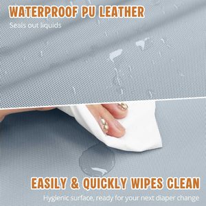 Portable Waterproof Baby <b>Changing</b> Pad With Safety Strap For Newborns Solid Color Pu Material - Product Image 4