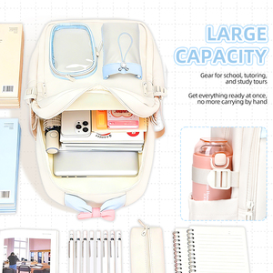 Auf Lager: Preppy Schulrucksack, wasserdicht, Oxford-Material, großes Fassungsvermögen, mit Cartoon-Federmäppchen für Mittelschüler - Product Image 5