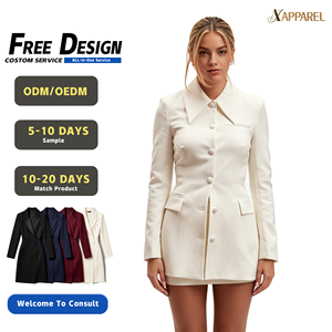 A&J Apparel Manufacturer – Robe blazer pour femme, manches longues, simple boutonnage, coupe ajustée, style Old Money, luxe discret, pour le bureau - Product Image 1