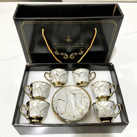 Ensemble cadeau de thé de l'après-midi européen en porcelaine en gros, 12 pièces, ensemble de tasses à café et soucoupes en céramique de luxe, lot de 6