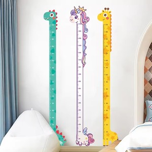 Mignon dessin animé hauteur autocollant <span class=keywords><strong>licorne</strong></span> dinosaure girafe mur hauteur mesure règle autocollants pour enfants chambre maternelle décor - Product Image 1