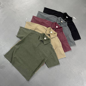 Camiseta de manga corta para hombre, oversize, con estampado serigrafiado, teñido con cera, de punto gofrado, con media cremallera YKK, lavado vintage - Product Image 2