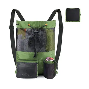 Складной мешок на заказ, сетчатый рюкзак для пляжа, сумка для снаряжения, большая Сетчатая Сумка, сумка для плавания