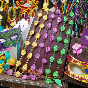 بيع بالجملة حبات ماردي غرا بالجملة قلادة مطرزة بالخرز باللون الأرجواني والأخضر والذهبي ماردي غرا حبات كرات رمي - Product Image 2