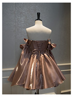 Robe S-3XL en cachemire à col carré style rétro français, jupe bouffante, design nœud, coupe trapèze, taille ajustée, séchage rapide, vente en gros