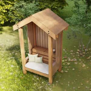 Outdoor Solid Wooden Bench with Arches, Rustic Style <strong>Cedar</strong>/Fir <strong>Wood</strong> Log Bench for Patio Garden, Backyard - Product Image 5