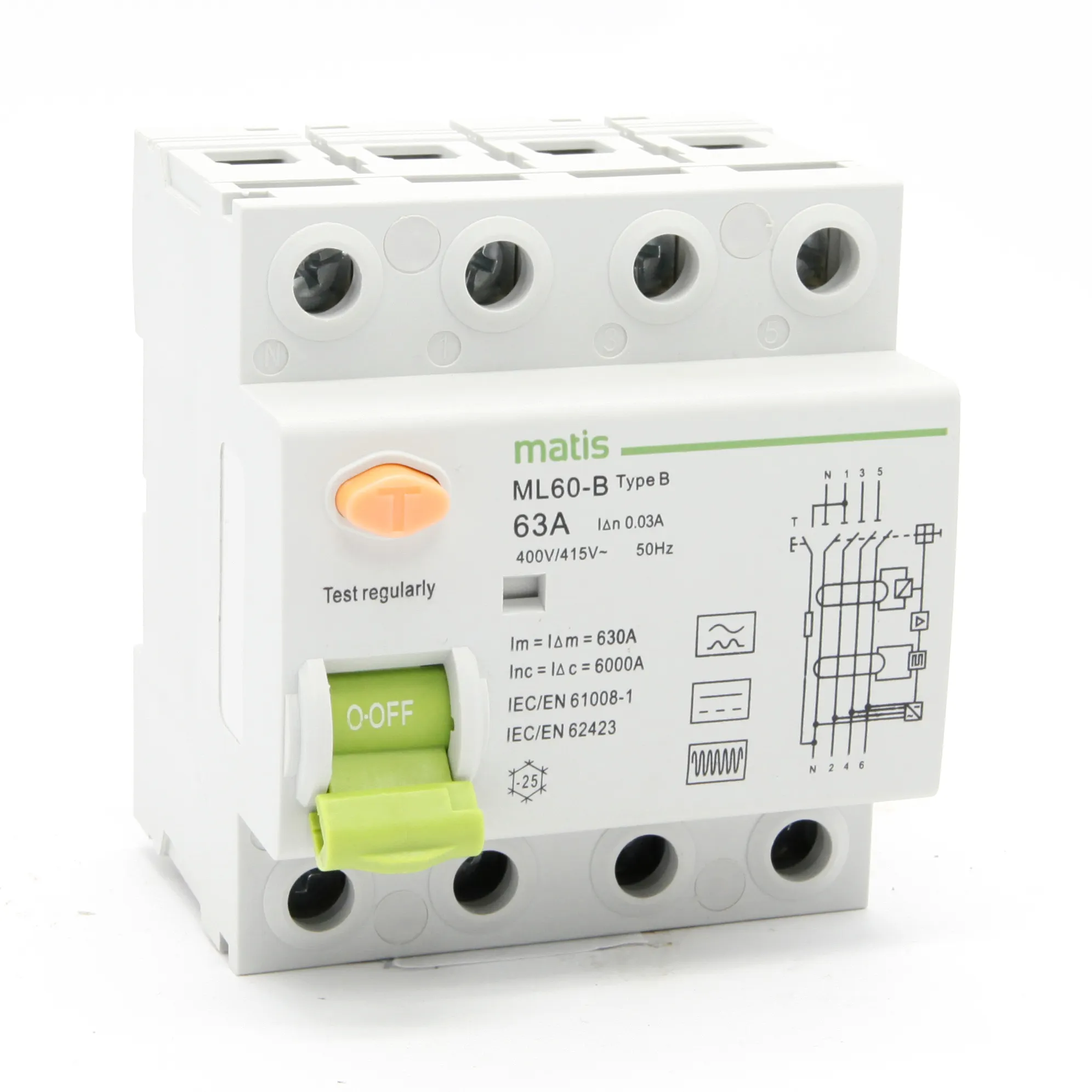 Disyuntor de corriente residual RCCB RCD, 16a, tipo B, fácil de operar, buena calidad y barato