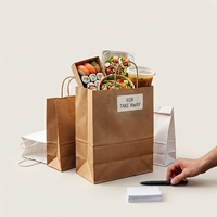 Sacs en papier kraft en gros, sacs d'emballage alimentaire en papier brun imprimés sur mesure avec poignées, fabricant pour les restaurants à emporter