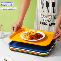 Plateau en plastique rectangulaire pour restaurant commercial et cantine, plateau de service épaissi, grand plateau antidérapant pour fast-food, vente en gros