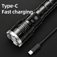 Lampe torche laser blanche rechargeable ultra-lumineuse et zoomable, portée du faisceau 1000M+, faisceau réglable, indice de protection IP68, 1000+ lumens