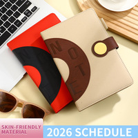 Agenda diaria de piel sintética con cierre magnético, cuaderno anual con relieve para tomar notas diarias en la oficina