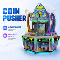 Machine à poussoir de pièces d'arcade, fourniture directe usine pour centres de divertissement familial (FEC), avec boîtier métallique durable, machine de jeu et distributeur de pièces.